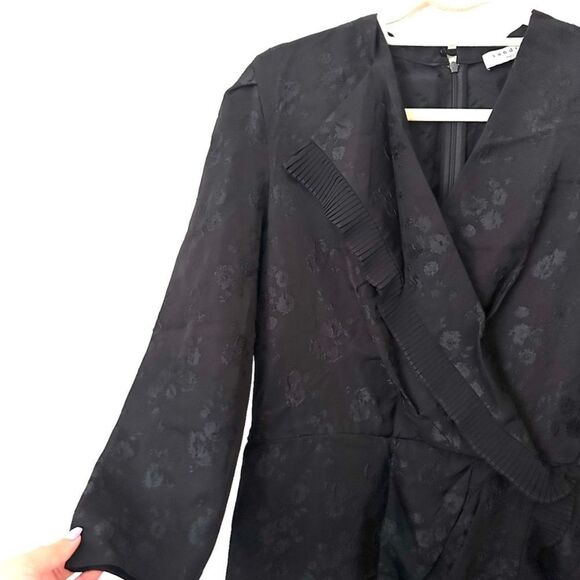 SANDRO Walls Wrap Effect Floral Jacquard‎ Mini Dress Sz 40 (L) - Picture 4 of 6